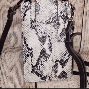 Aimee Kestenberg Black and White Snakeskin Crossbody Bag